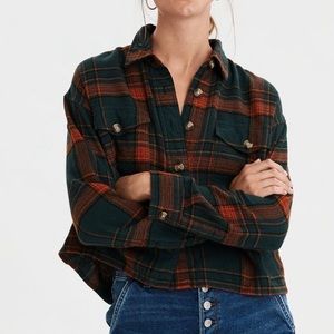 Cropped Flannel Top Small American Eagle Oversized